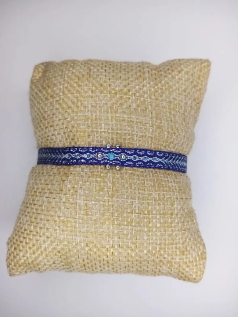 Destello Azul Turquesa, pulsera de telar en tonos azules