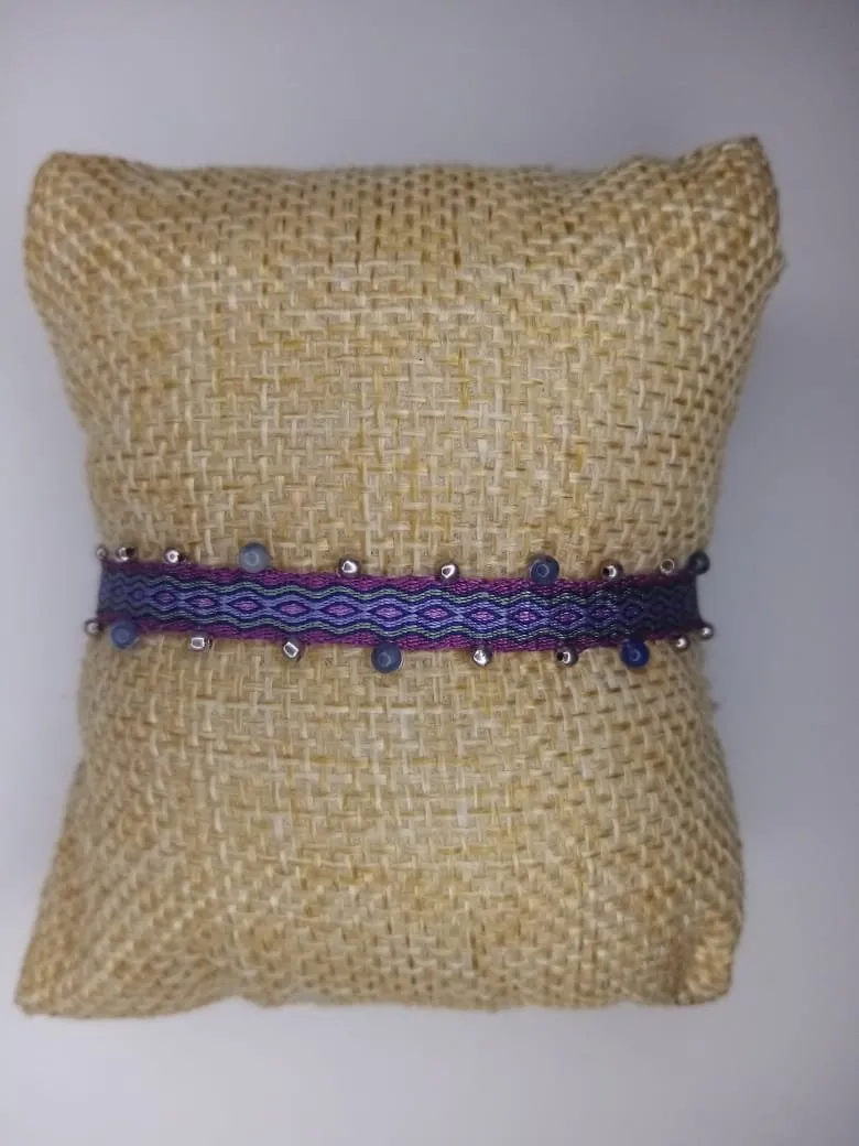 Encanto Violeta L, pulsera de piedra natural y plata en tonos rosas