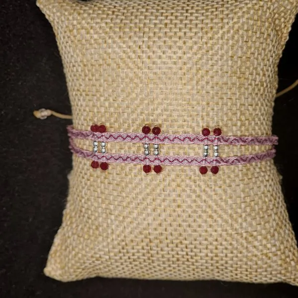 Fragancia Rosada Dobles, pulsera de piedra natural y plata en tonos rosas
