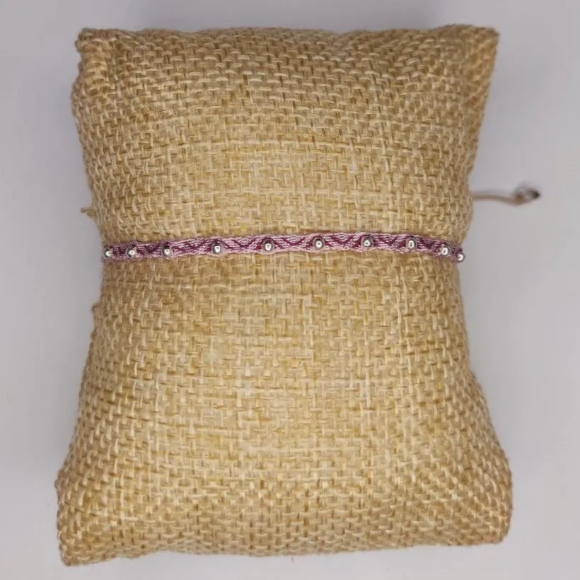 Fragancia Rosada, pulsera de telar en tonos rosas
