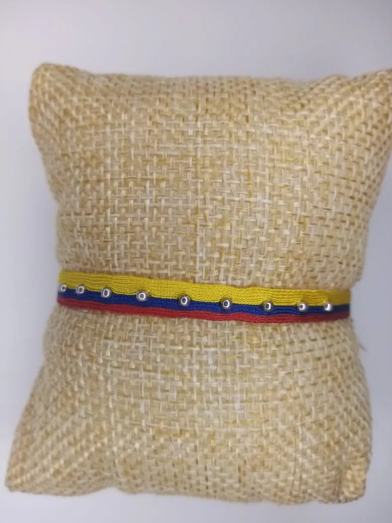 Fuego Patrio L, pulsera de telar en tonos cálidos