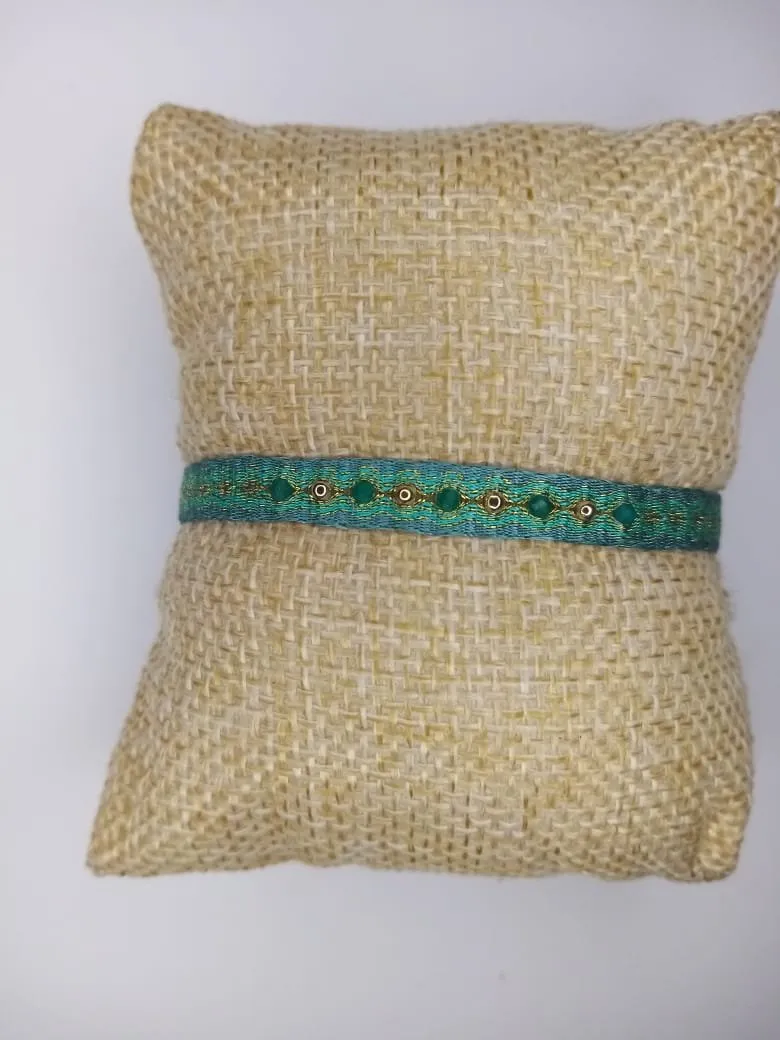 Menta Dorada C, pulsera de piedra natural y plata en tonos verdes