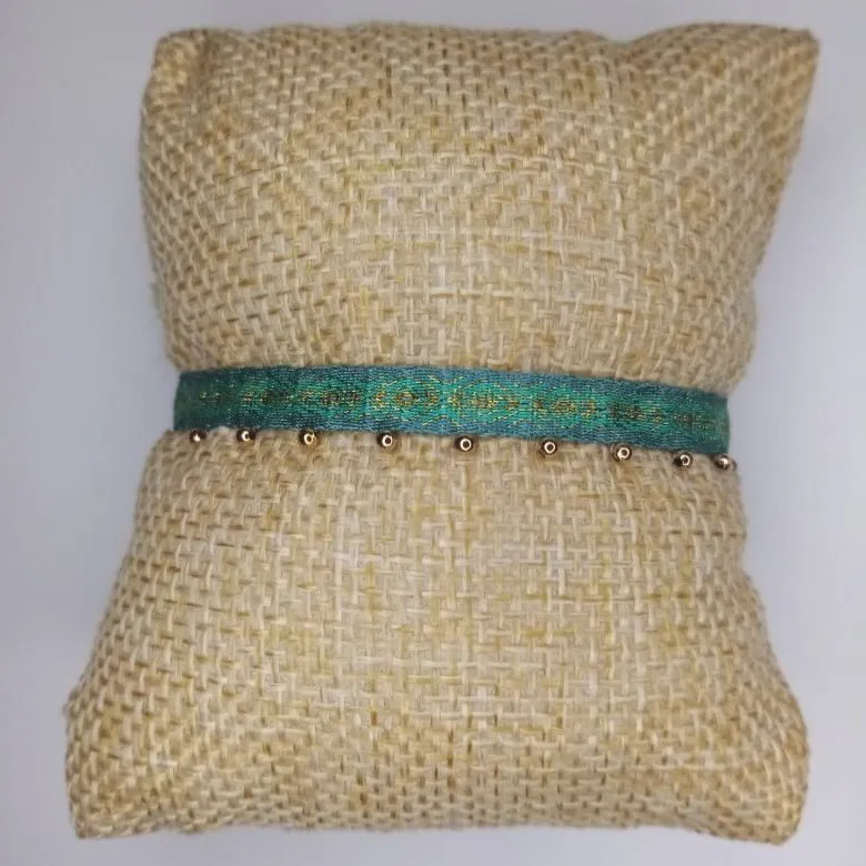 Menta Dorada Oro, pulsera de telar en tonos verdes