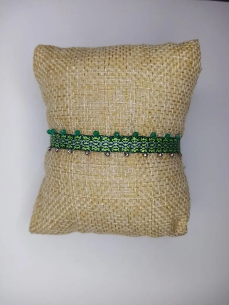 Onda Esmeralda, pulsera de piedra natural y plata en tonos verdes