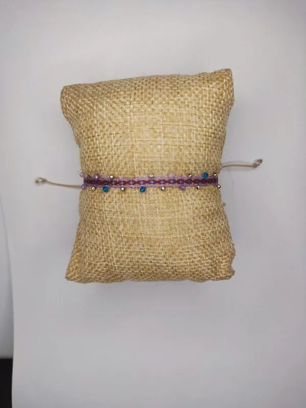 Ternura Rosada L, pulsera de piedra natural y plata en tonos rosas